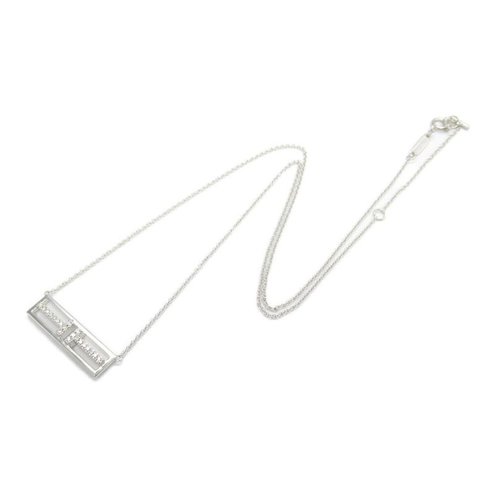 Tiffany & Co T TWO Diamond Necklace K18WG - Picture 3 of 6